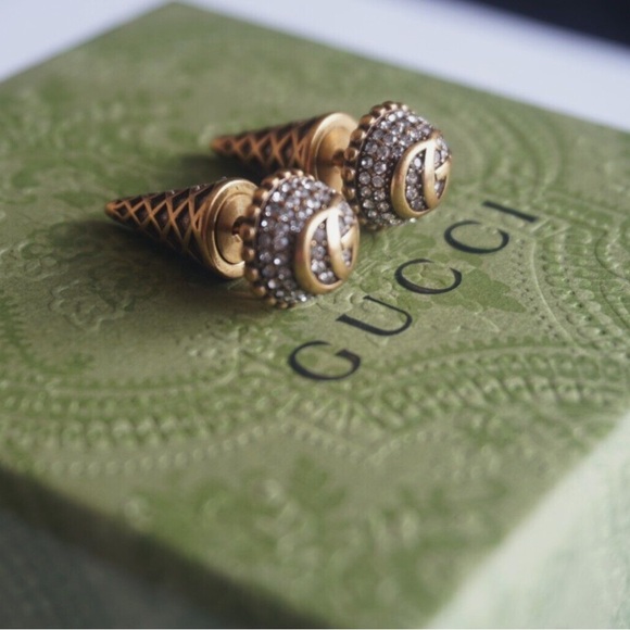 Gucci Gold Plated Crystal Studs - Picture 14 of 14